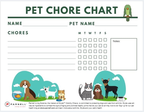 Downloadable Pet Chore Chart - Parnell Living Science